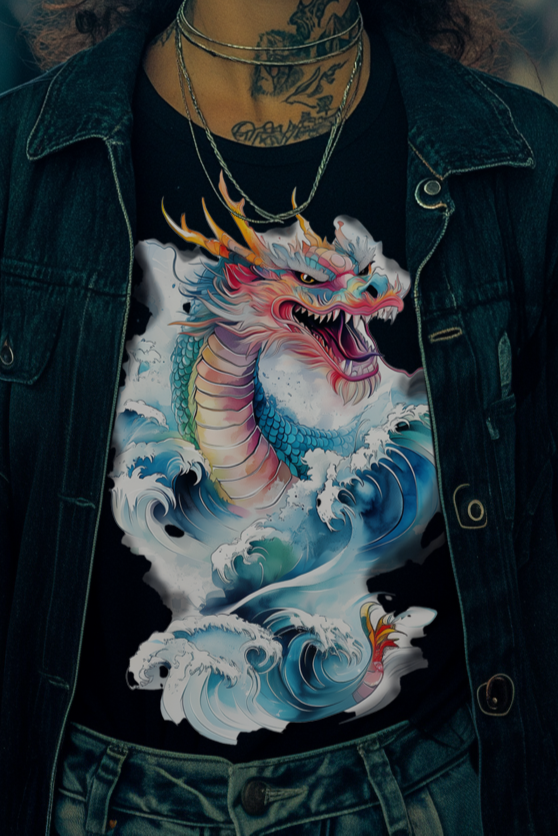 ORIENTAL DRAGON - Womens Black Tee
