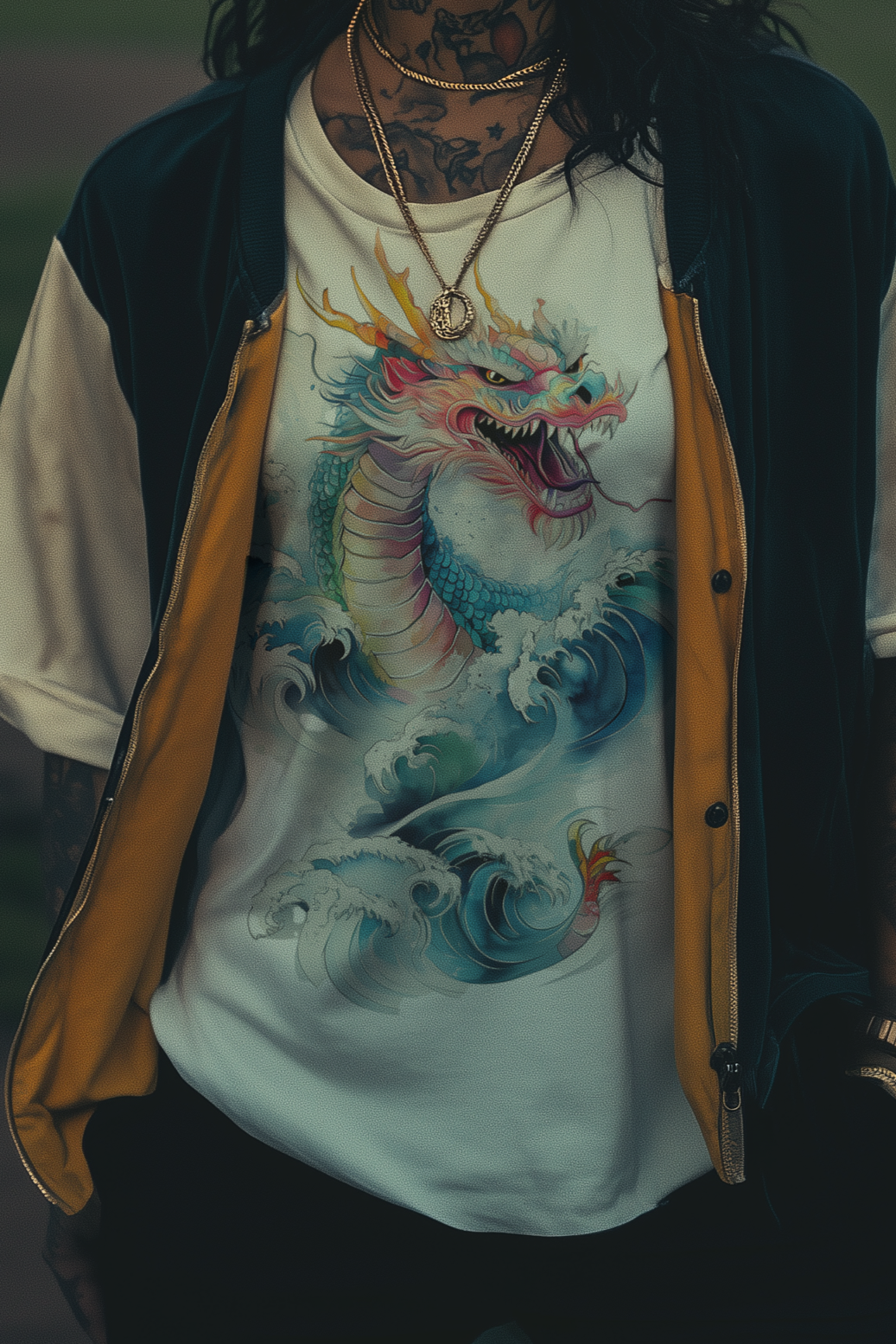 ORIENTAL DRAGON - Womens White Tee