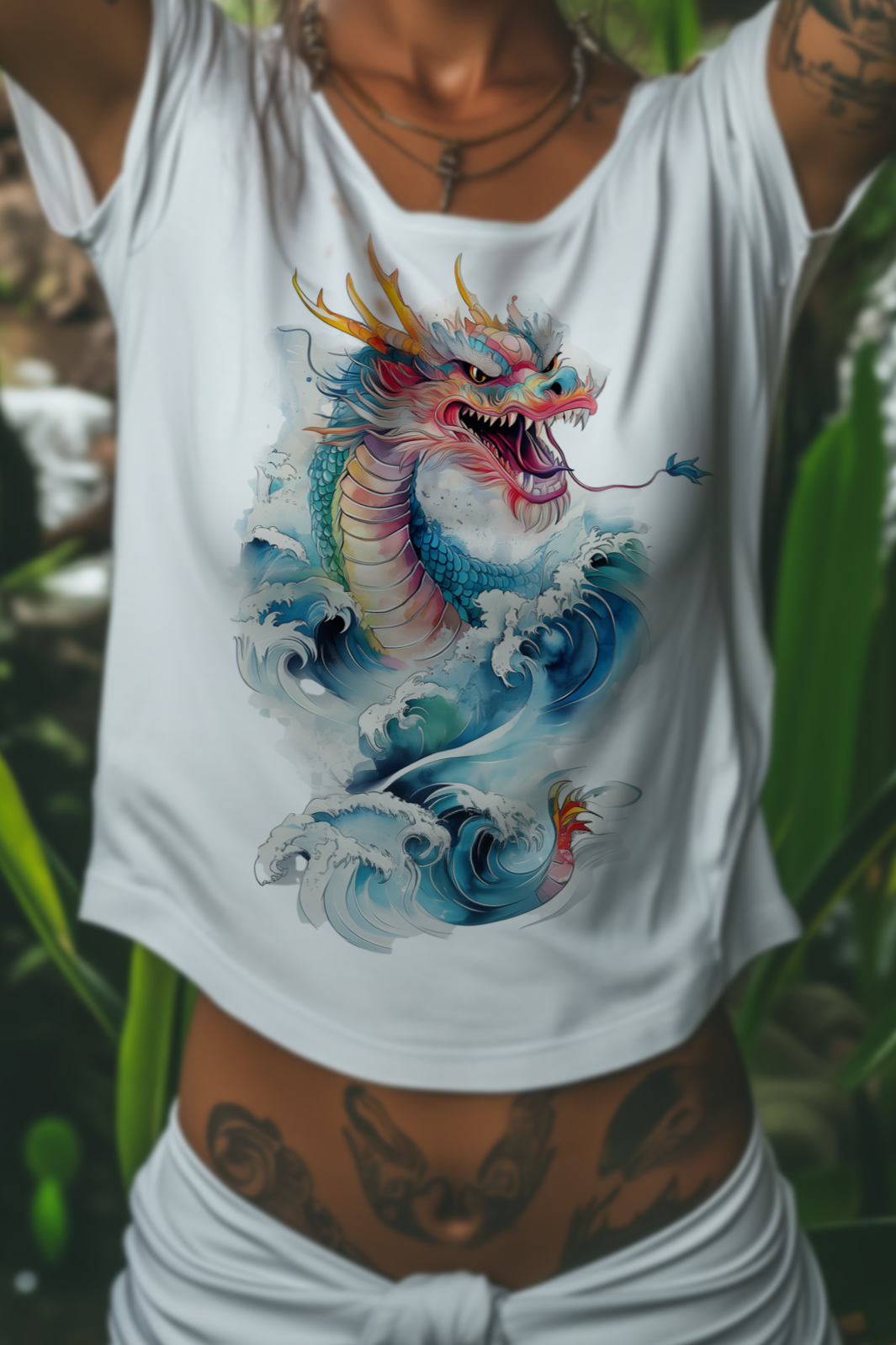 ORIENTAL DRAGON - Womens White Tee