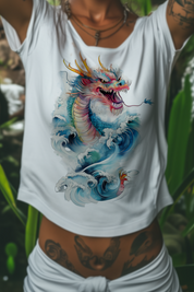 ORIENTAL DRAGON - Womens White Tee