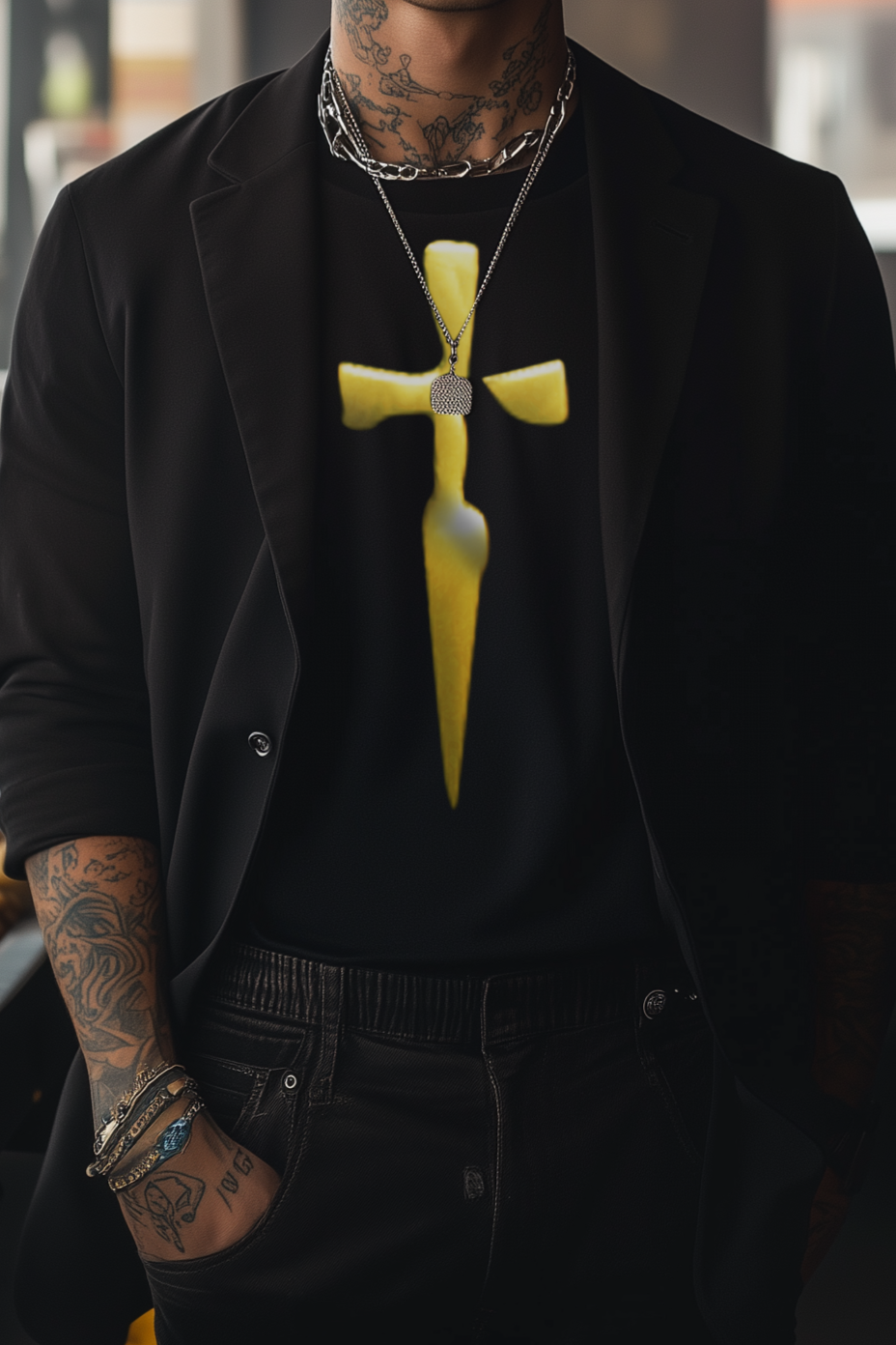 GOLDEN BLADE - Mens Black Tee