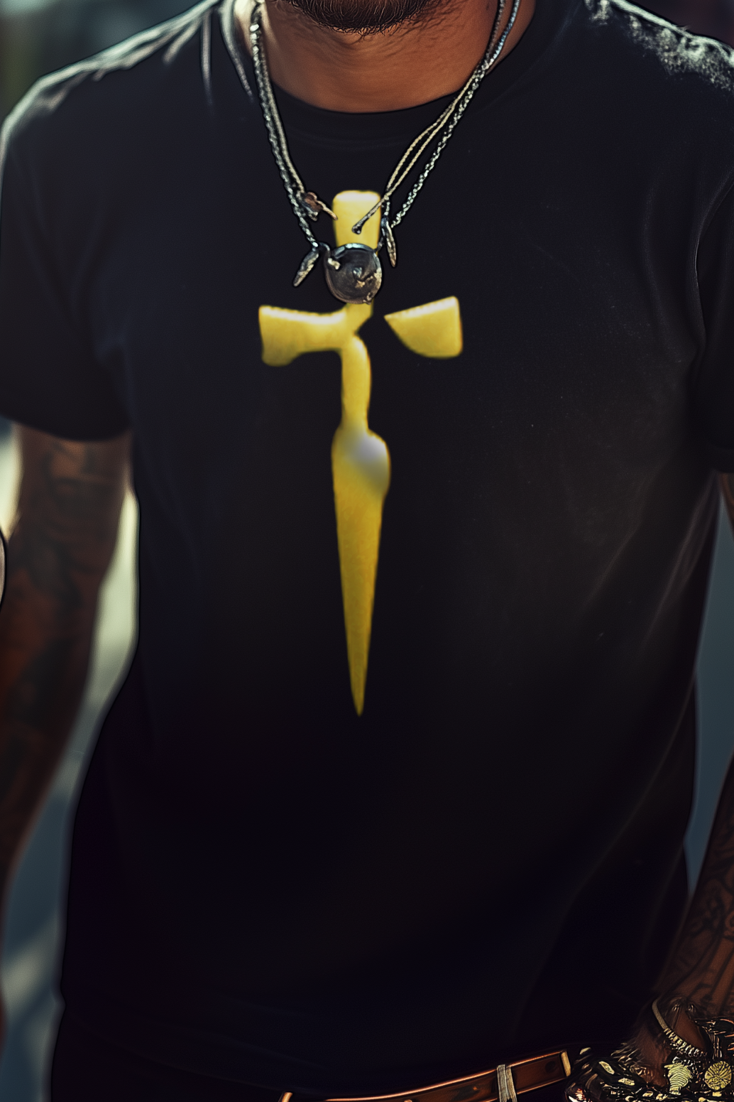 GOLDEN BLADE - Mens Black Tee