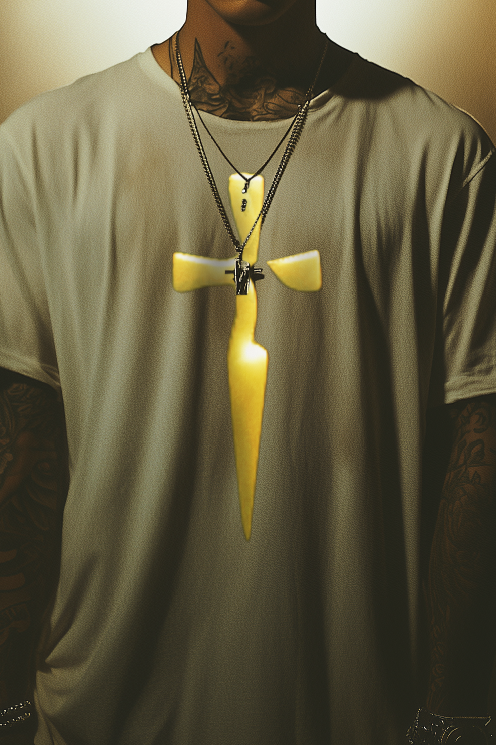 GOLDEN BLADE - Mens White Tee