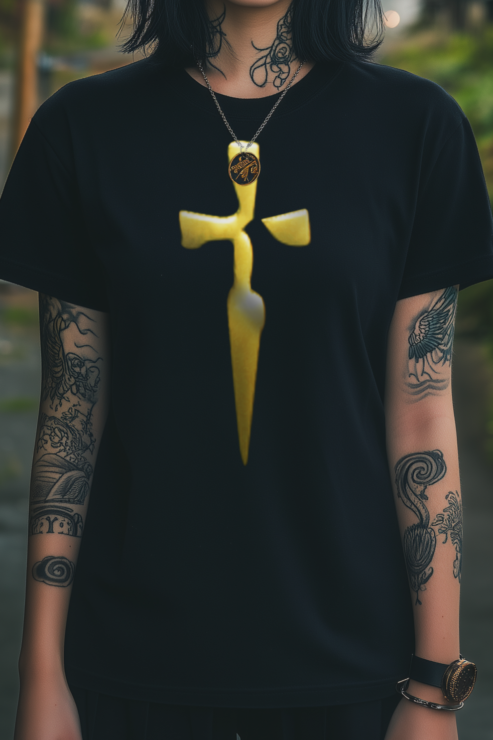 GOLDEN BLADE - Womens Black Tee