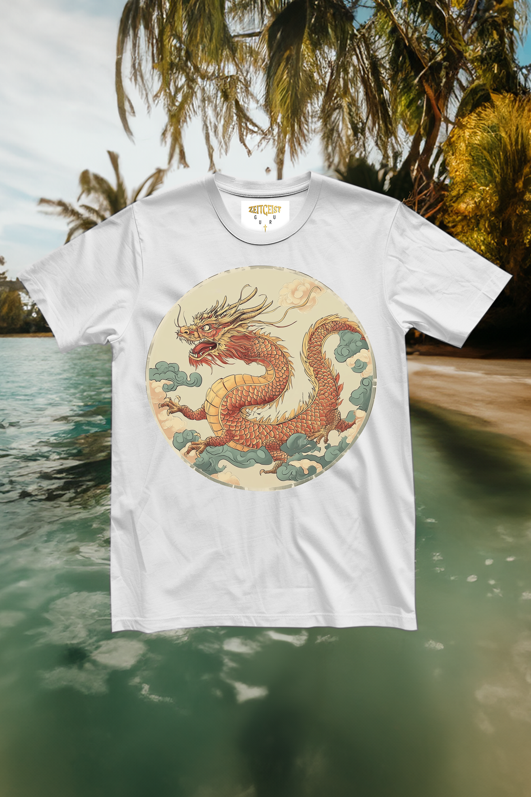 CIRCLE DRAGON - Womens White Tee