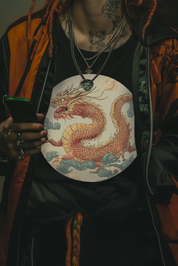 CIRCLE DRAGON - Womens Black Tee