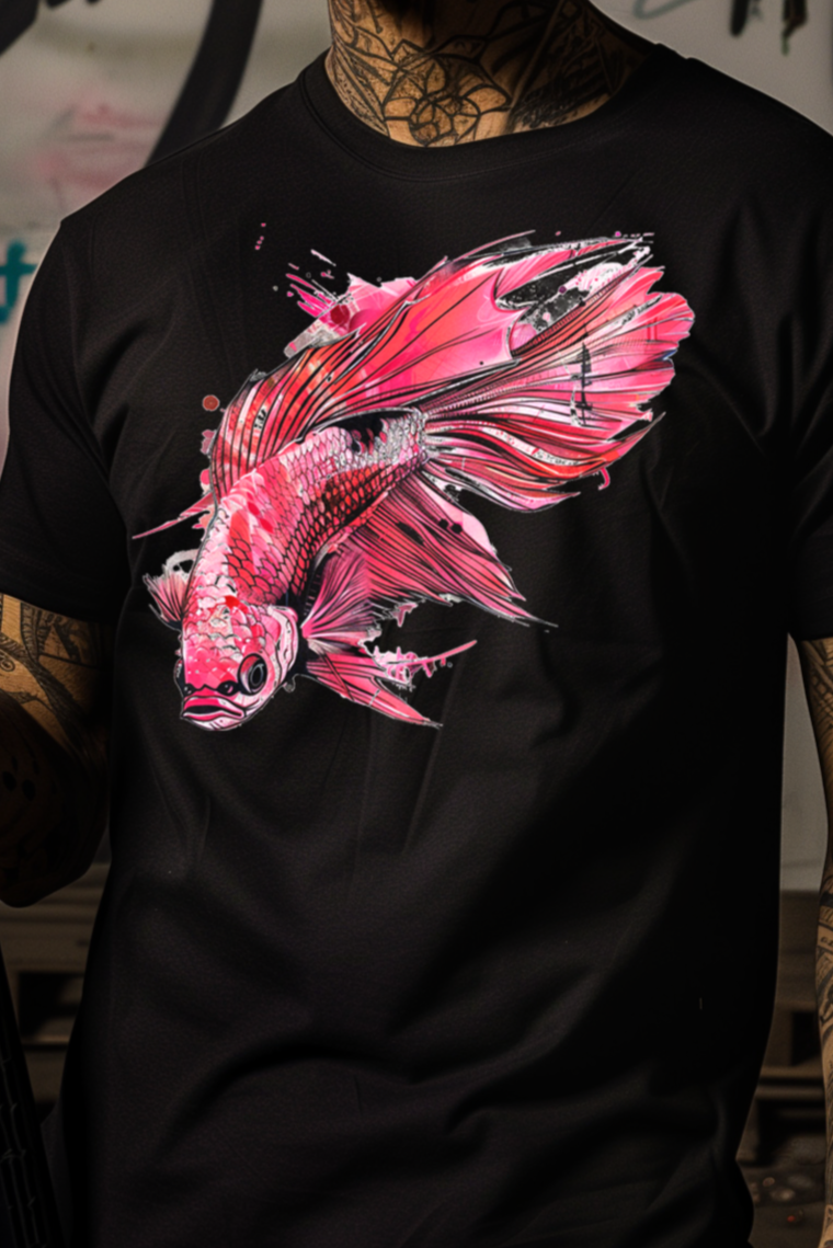 FIGHTER FISH - Mens Black Tee
