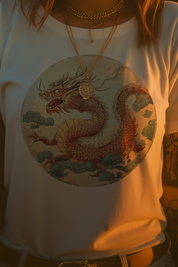 CIRCLE DRAGON - Womens White Tee