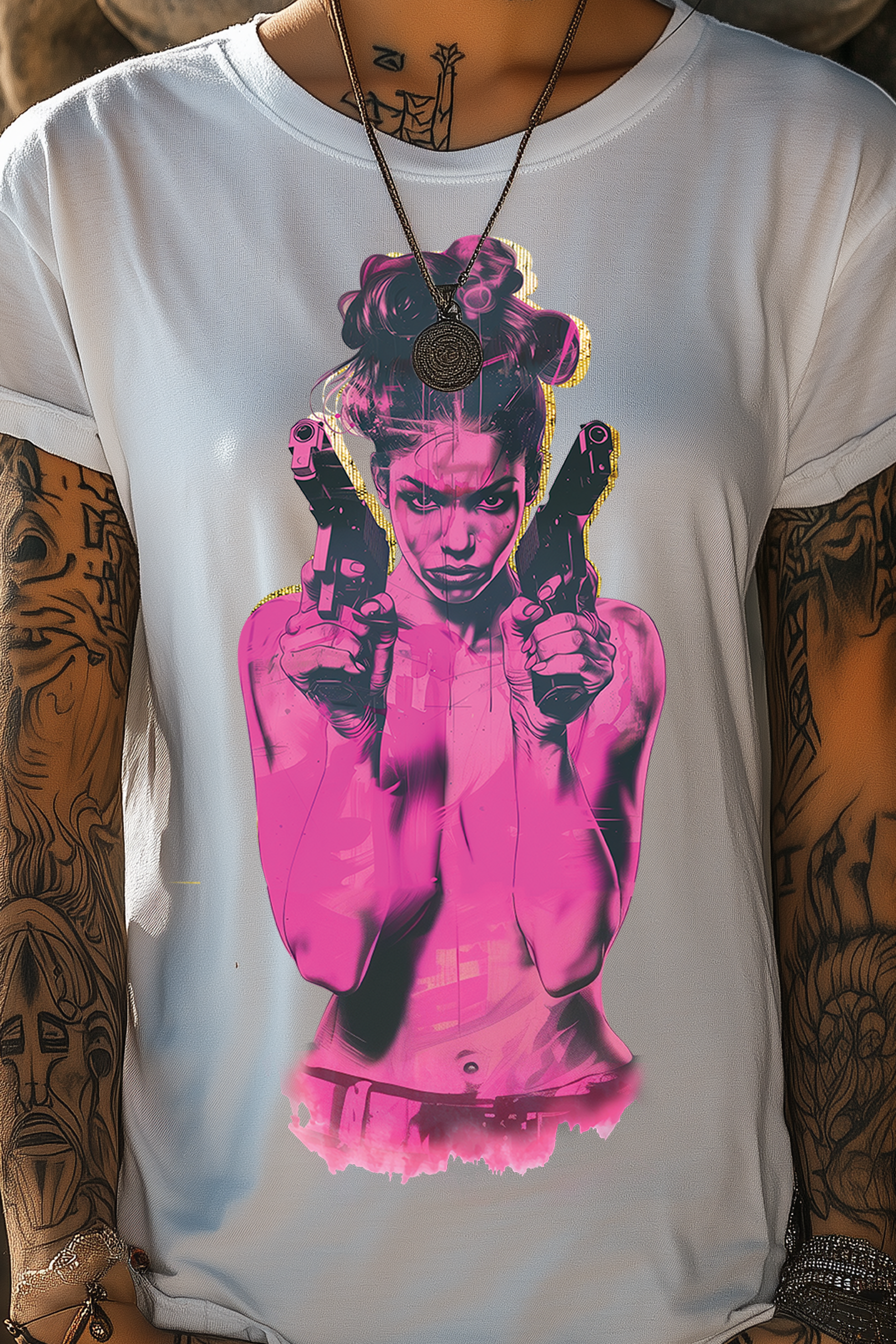 GUN'S UP GIRLFRIEND - Womens White Tee