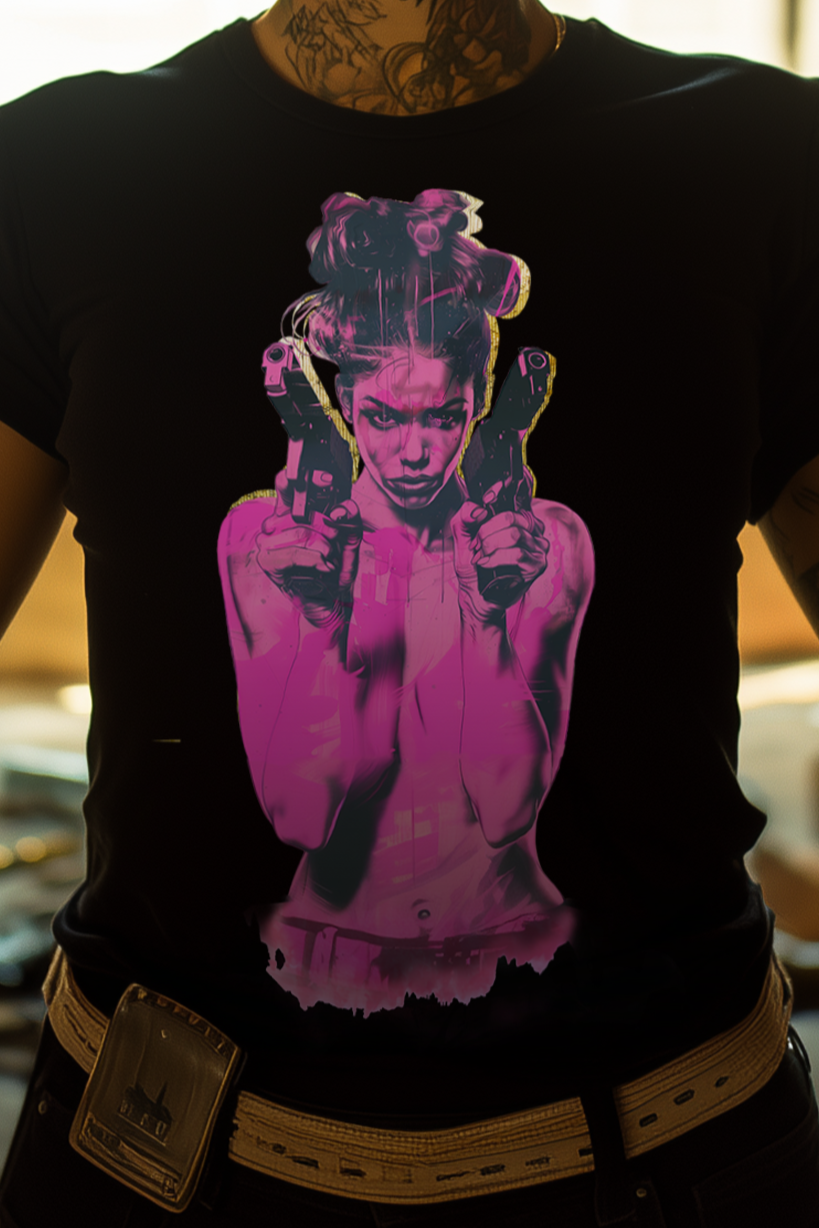 GUN'S UP GIRLFRIEND - Womens Black Tee