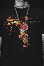 GUNS ‘N’ FLOWERS - Mens Black Tee