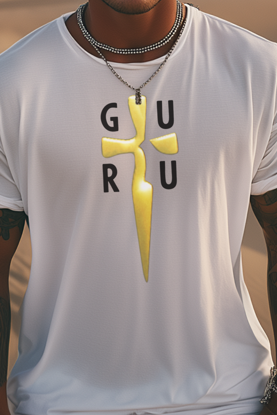GURU BLADE - Mens White Tee