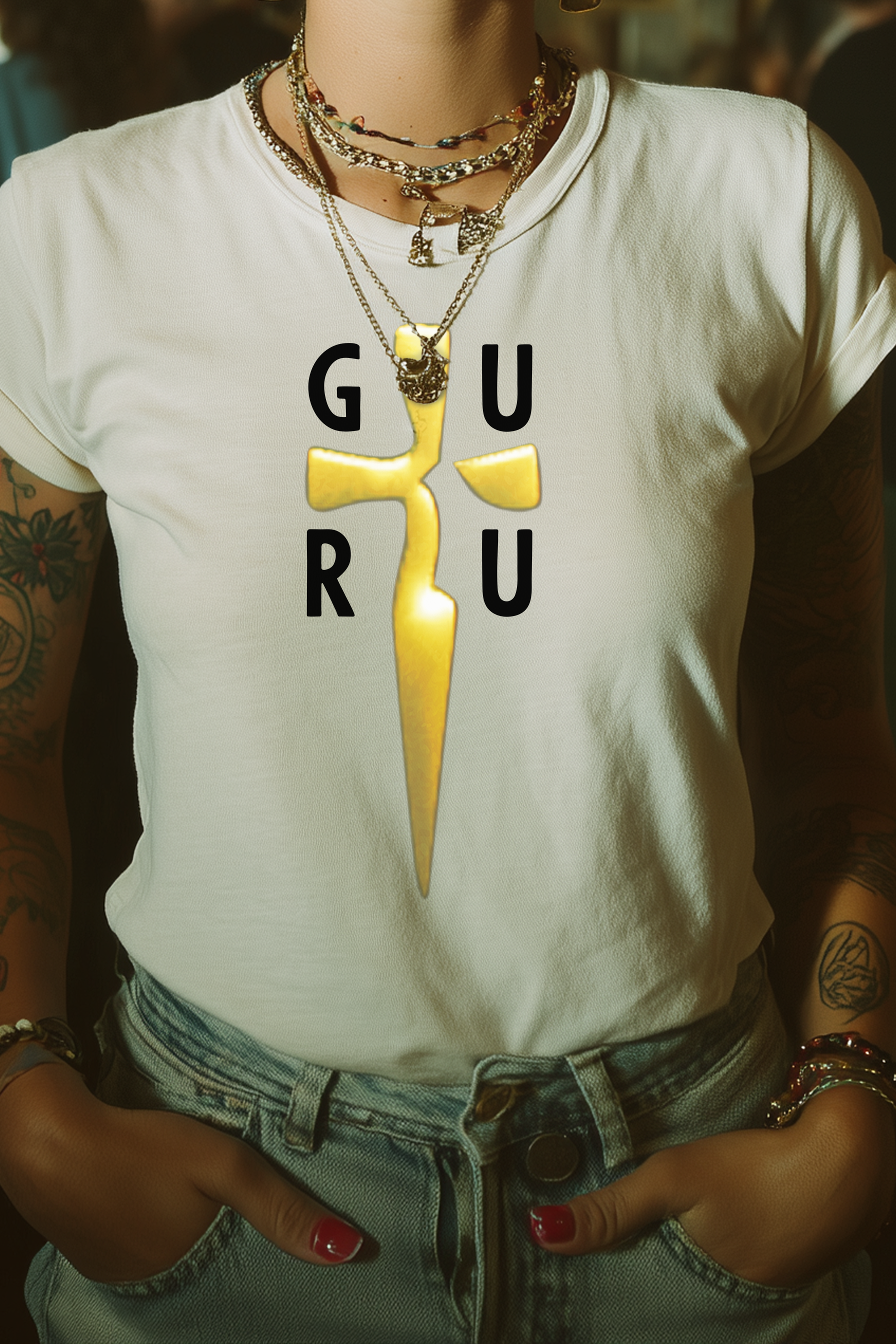 GURU BLADE - Womens White Tee