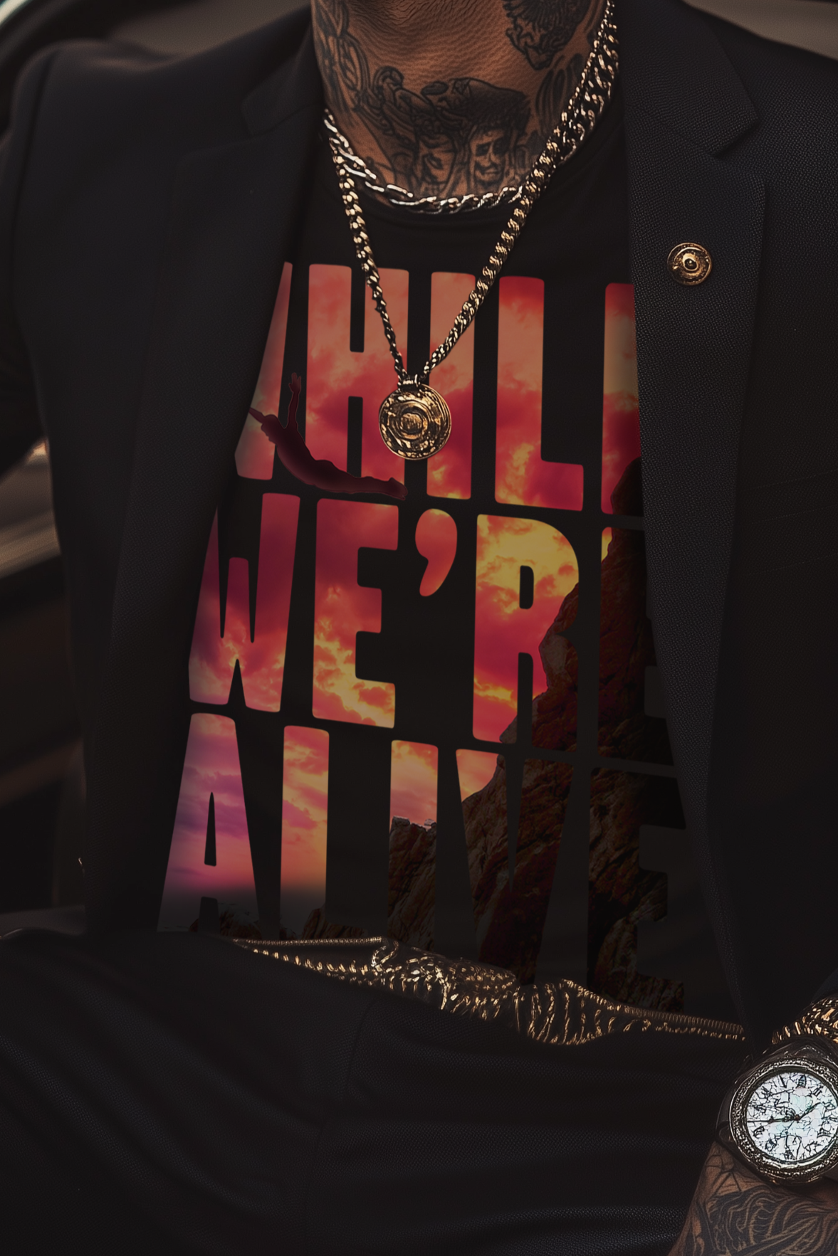 WHILE WE’RE ALIVE - Mens Black Tee