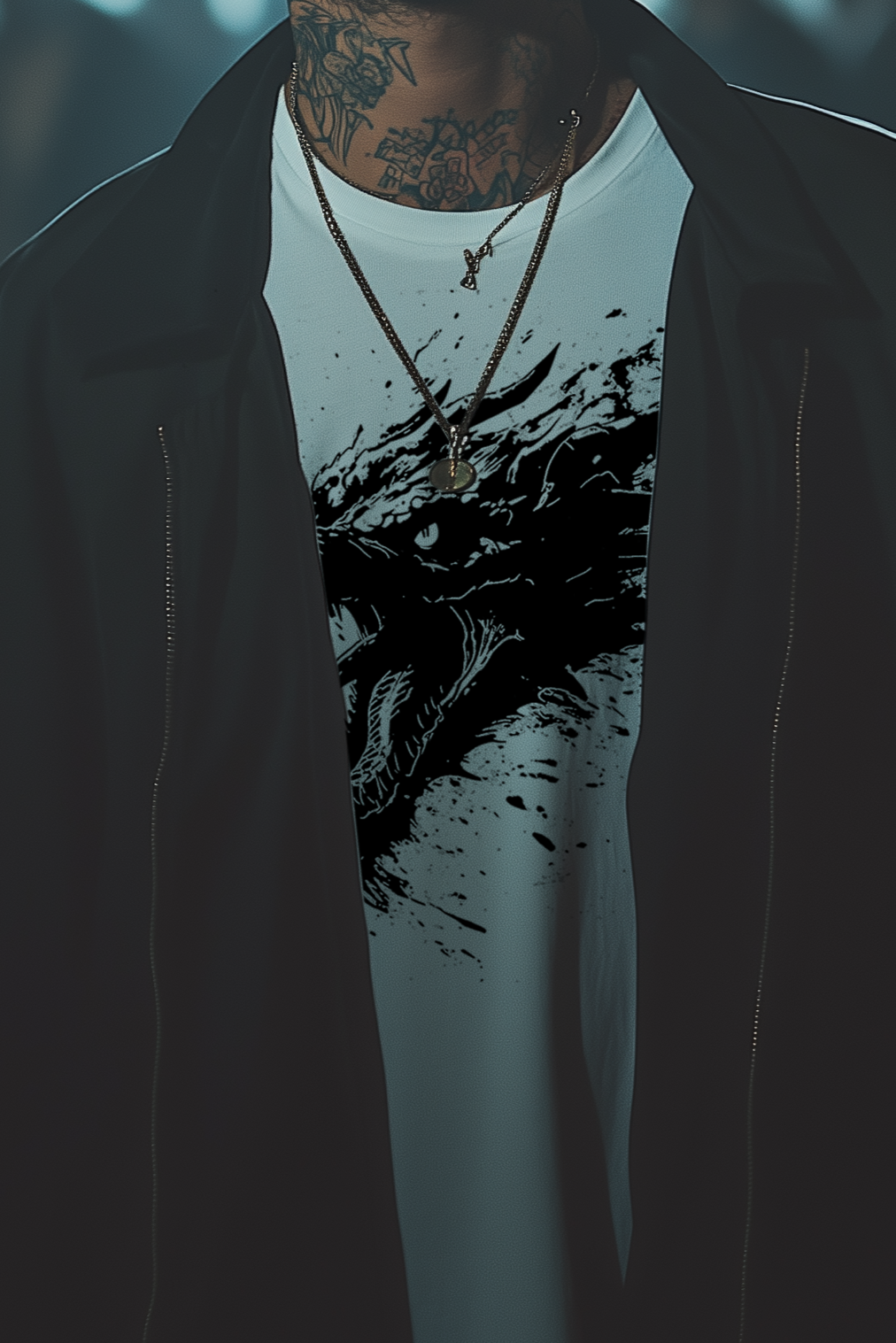 FIERCE DRAGON - Mens White Tee