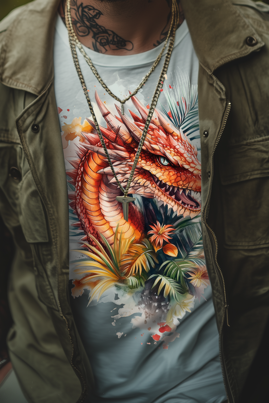SLY DRAGON - White Mens Tee