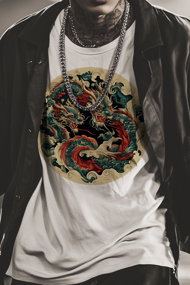 ORNAMENT DRAGON - Mens White Tee