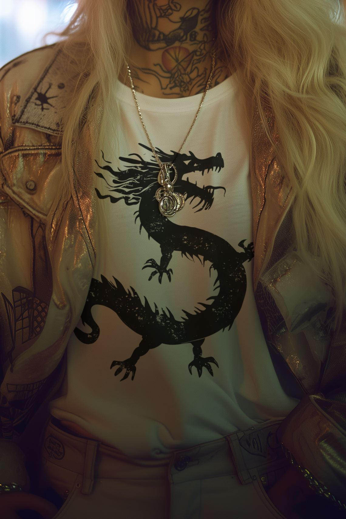 LONE DRAGON - Womens White Tee