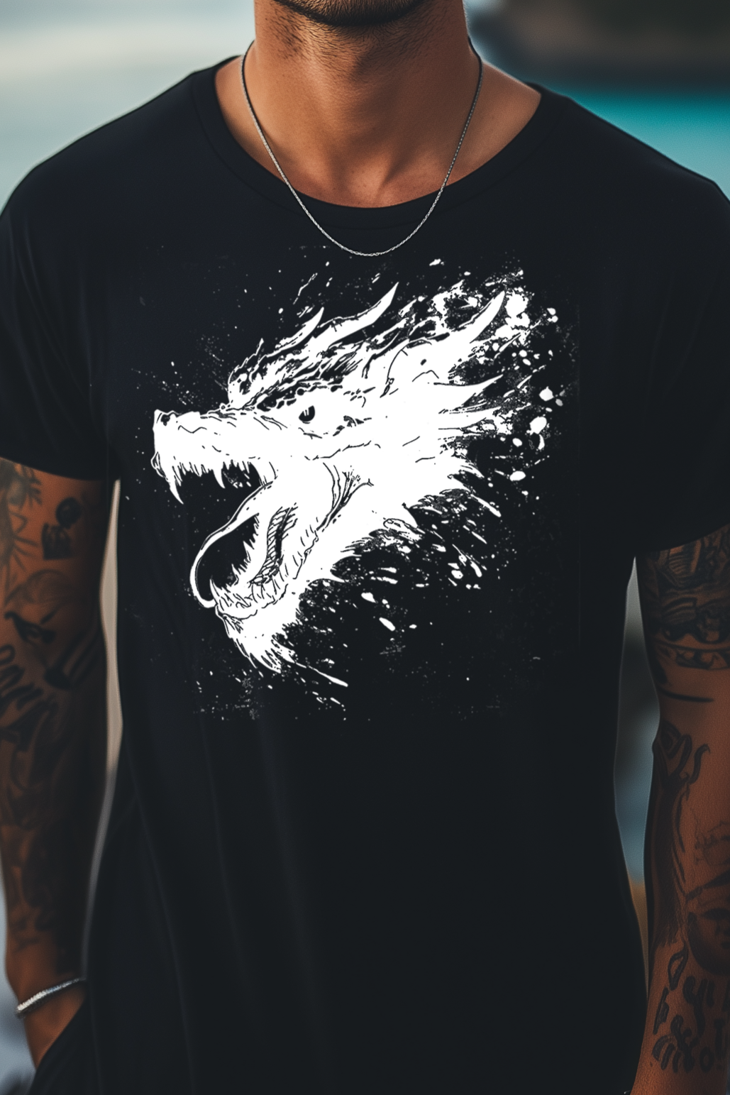 FIERCE DRAGON - Mens Black Tee