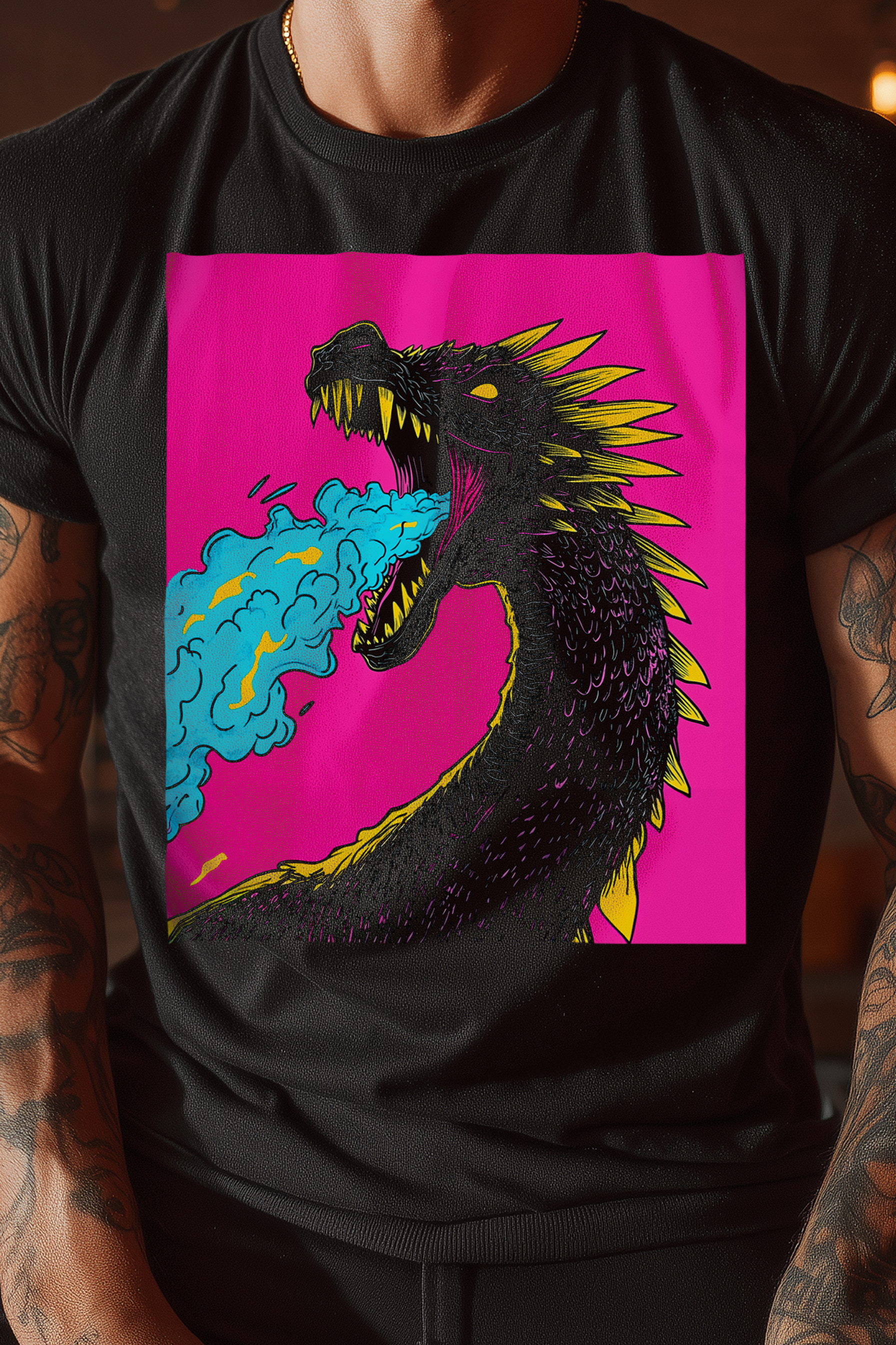 POP DRAGON - Mens Black Tee