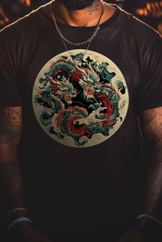 ORNAMENT DRAGON - Mens Black Tee