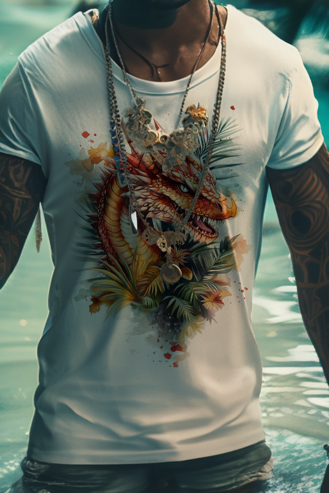 SLY DRAGON - White Mens Tee