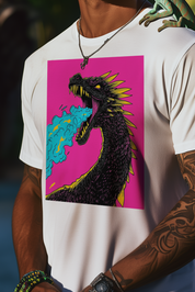 POP DRAGON - Mens White Tee