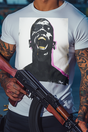 MAN SCREAM - Mens White Tee