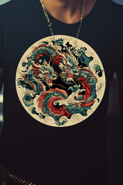 ORNAMENT DRAGON - Mens Black Tee