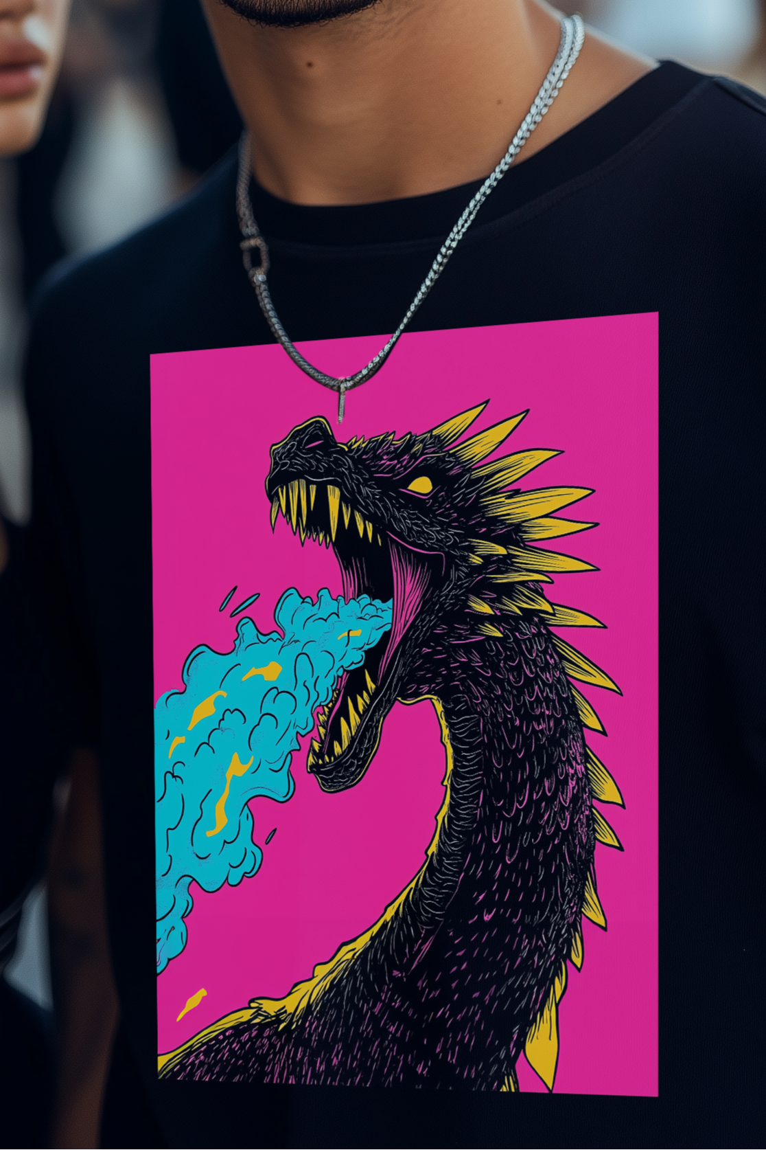 POP DRAGON - Mens Black Tee