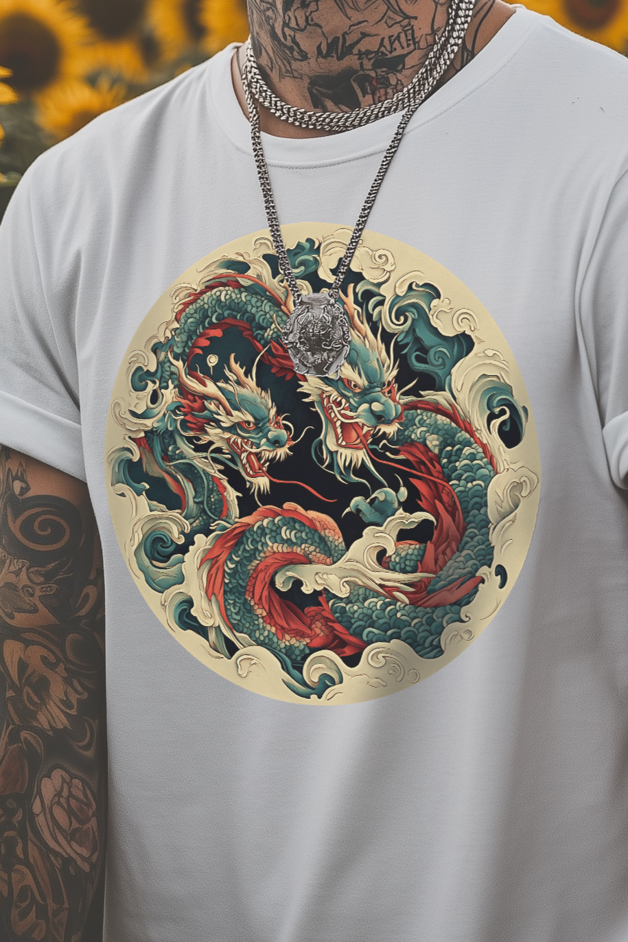 ORNAMENT DRAGON - Mens White Tee