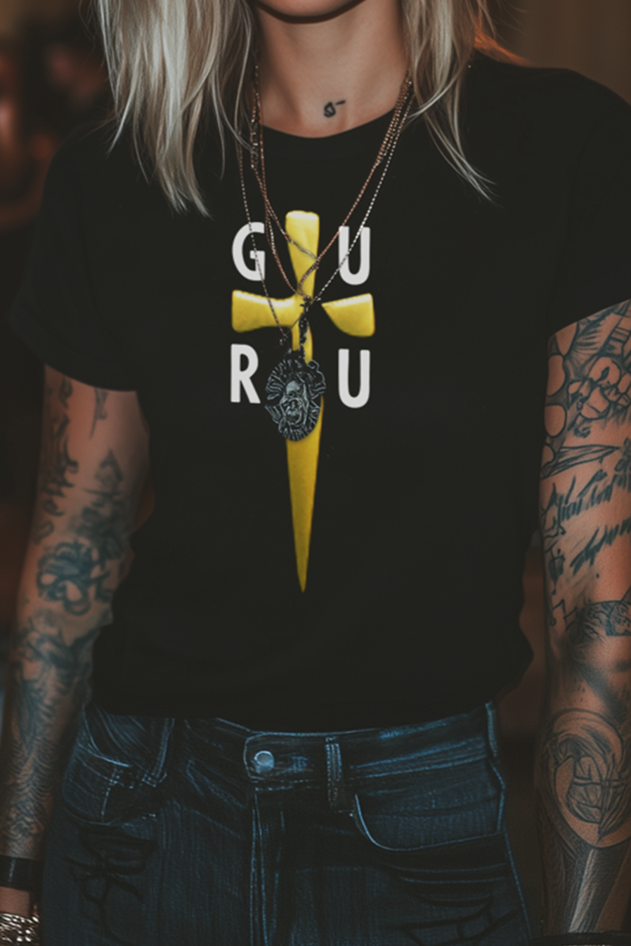 GURU BLADE - Womens Black Tee