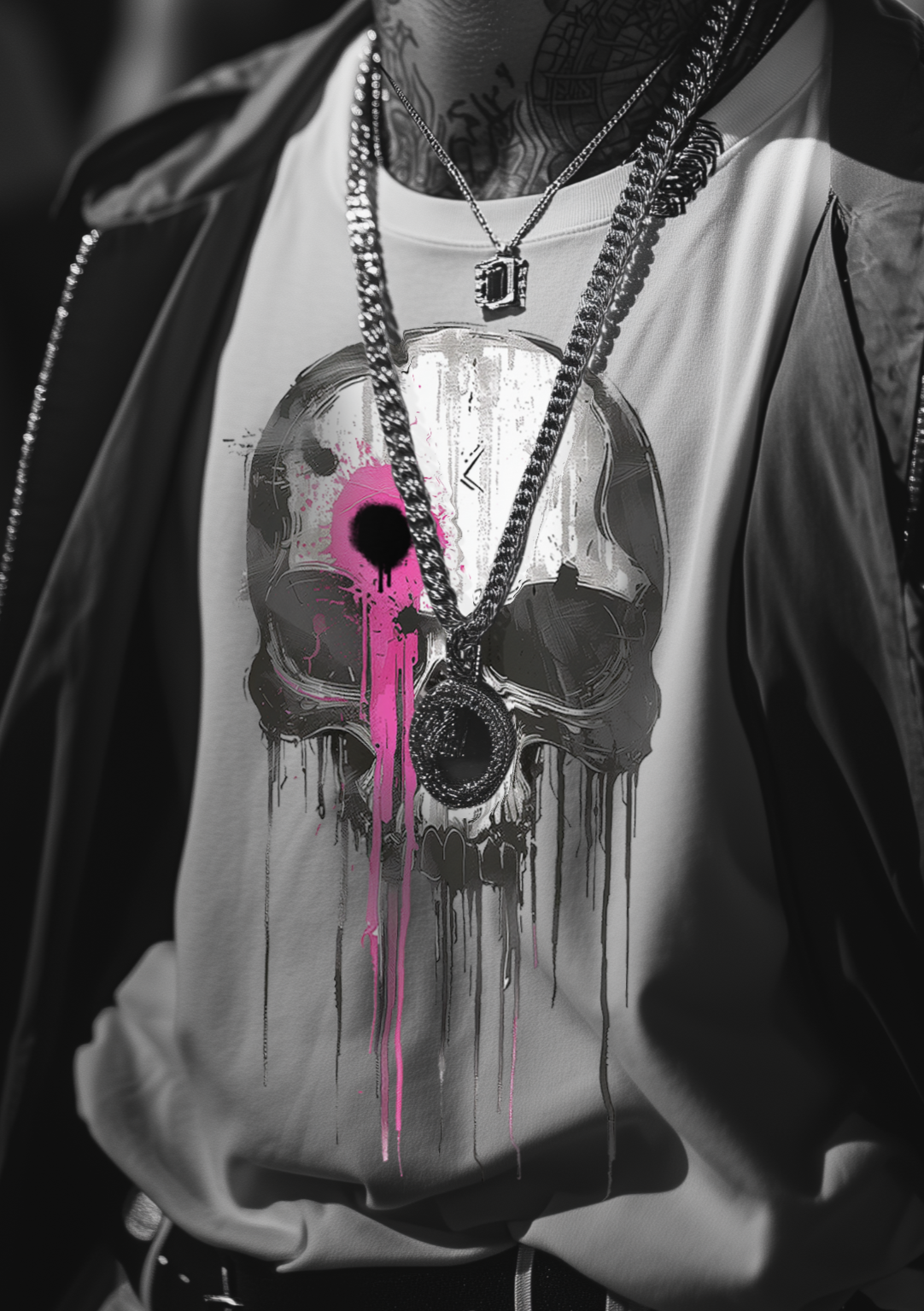 SKULL SHOT - Mens White Tee