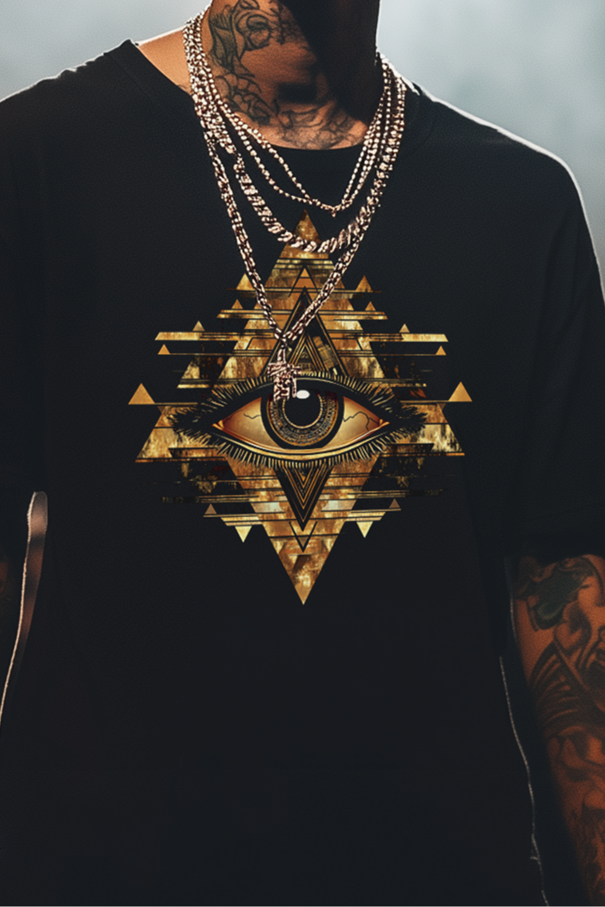 THE EYE OF TYRON - Mens Black Tee XXXL White