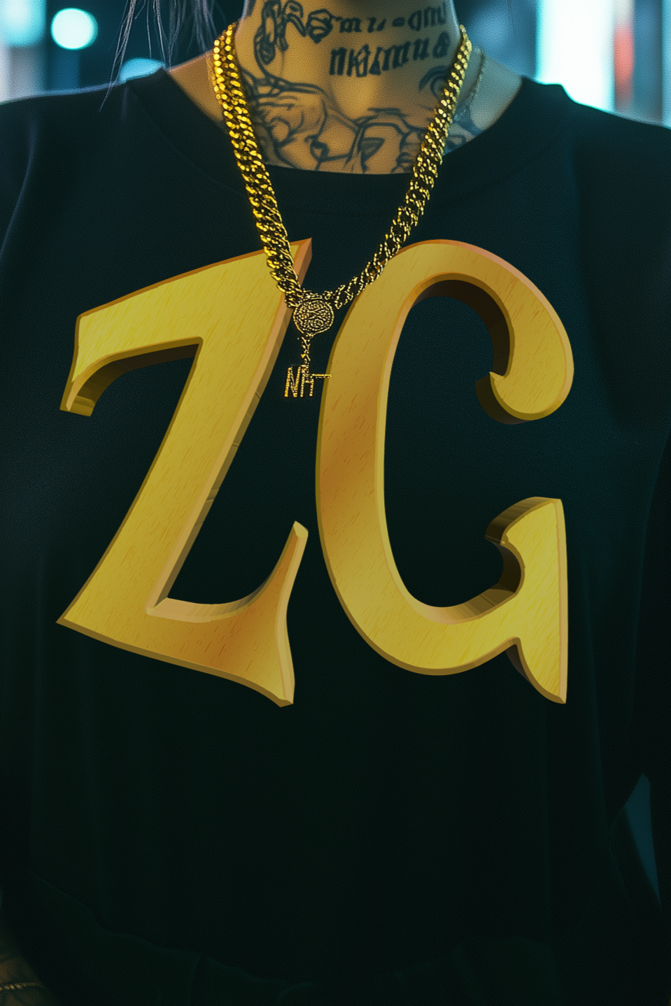 ZG MONOGRAM - Womens Black Tee